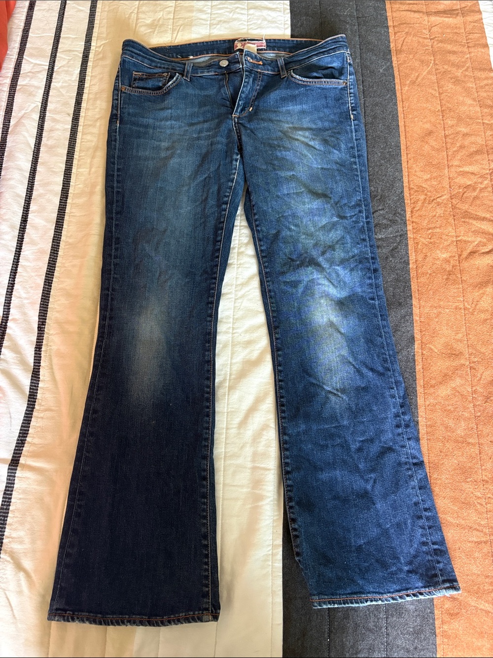 H&M Dark Blue Flared Wide-Leg Jeans